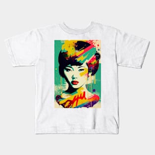 Vintage woman in pop-art style Kids T-Shirt